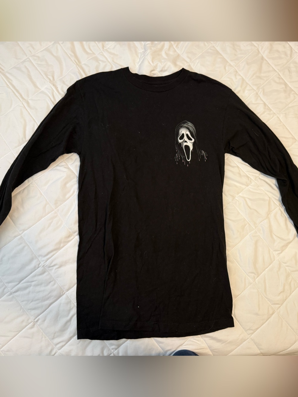 Black Long Sleeve Graphic Tee with Scream Mask